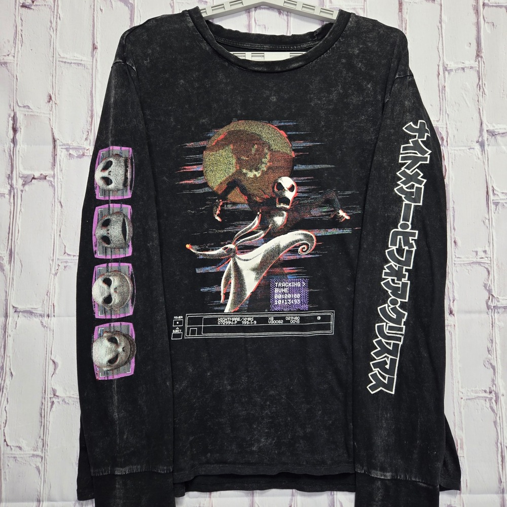 Disney Nightmare Before Christmas Jack Skellington Acid Wash LS‎ Shirt Mens XL